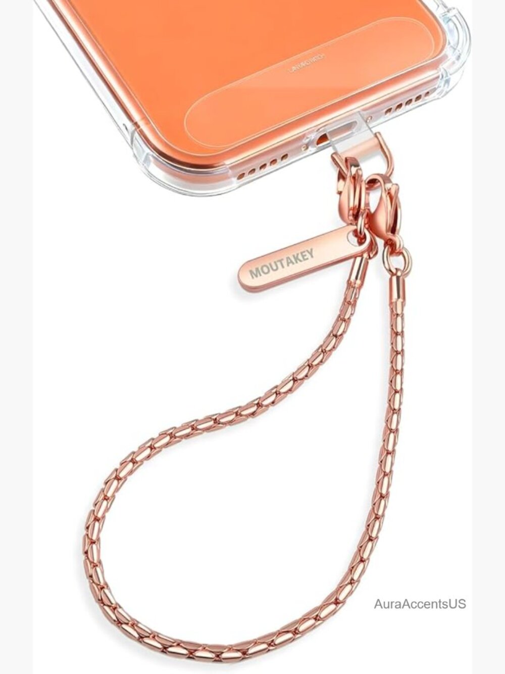 Phone Wrist Strap Metal Chain Detachable Lanyard Wristlet with 2 Tether Tabs